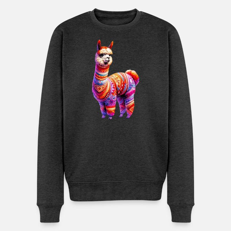Alpaka - Männer Premium Bio Pullover - Anthrazit meliert