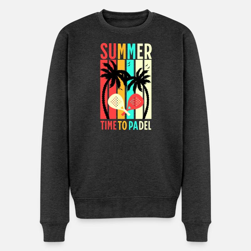 Summer Time To Padel - Tennis  - Männer Premium Bio Pullover - Anthrazit meliert