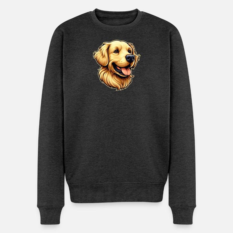 Golden Retriever Hund Kopf - Männer Premium Bio Pullover - Anthrazit meliert