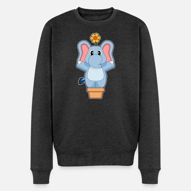 Elefant Blume - Männer Premium Bio Pullover - Anthrazit meliert