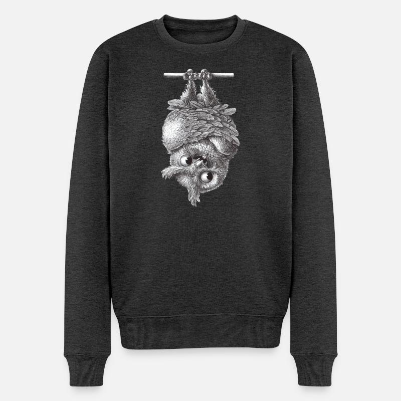 Vampir Eule - Dracula Eule - Männer Premium Bio Pullover - Anthrazit meliert