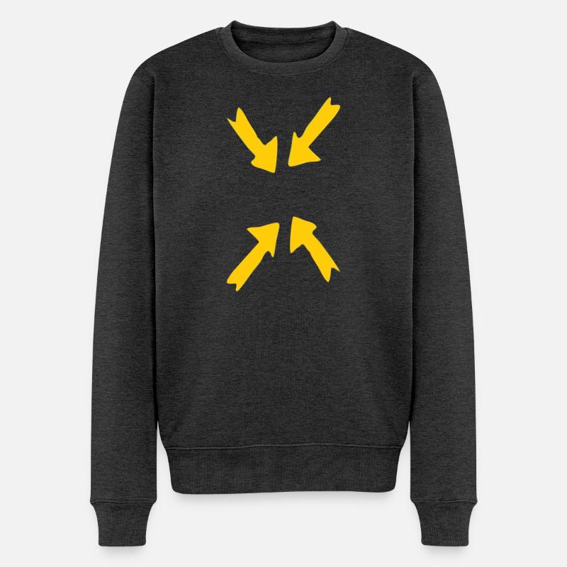 fokus gelb - Männer Premium Bio Pullover - Anthrazit meliert