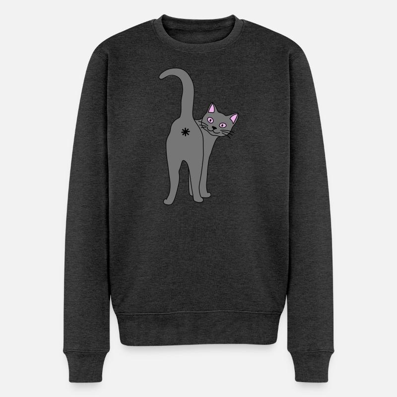 Freche Katze - Männer Premium Bio Pullover - Anthrazit meliert