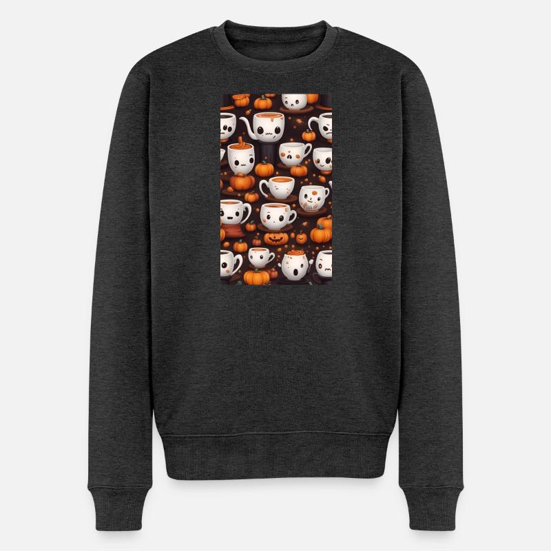Süße und makabre Halloween-Kaffees - Männer Premium Bio Pullover - Anthrazit meliert
