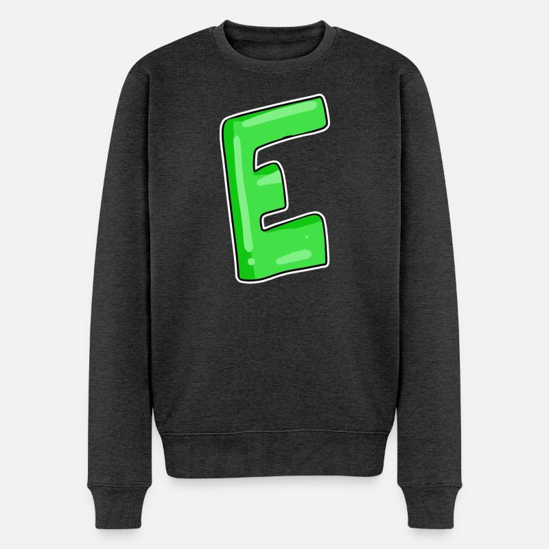 Letter E Initial point - Men's Premium Organic Jumper - heather anthracite