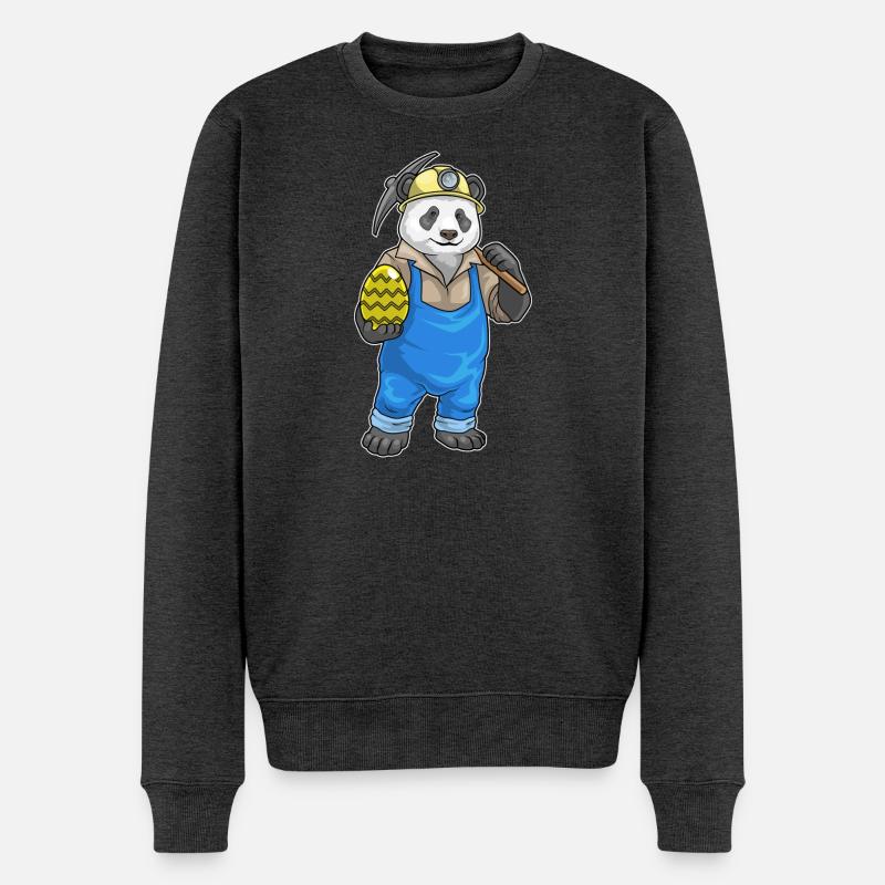 Panda Easter Mining - Men's Premium Organic Jumper - heather anthracite