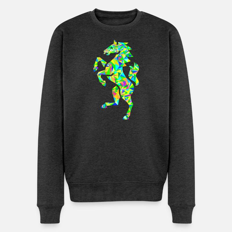 Pferd polygon bunt - Männer Premium Bio Pullover - Anthrazit meliert
