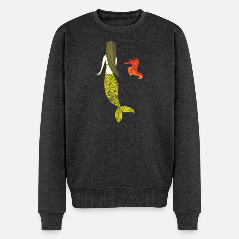 meerjungfrau date mit seepferdchen - Männer Premium Bio Pullover - Anthrazit meliert