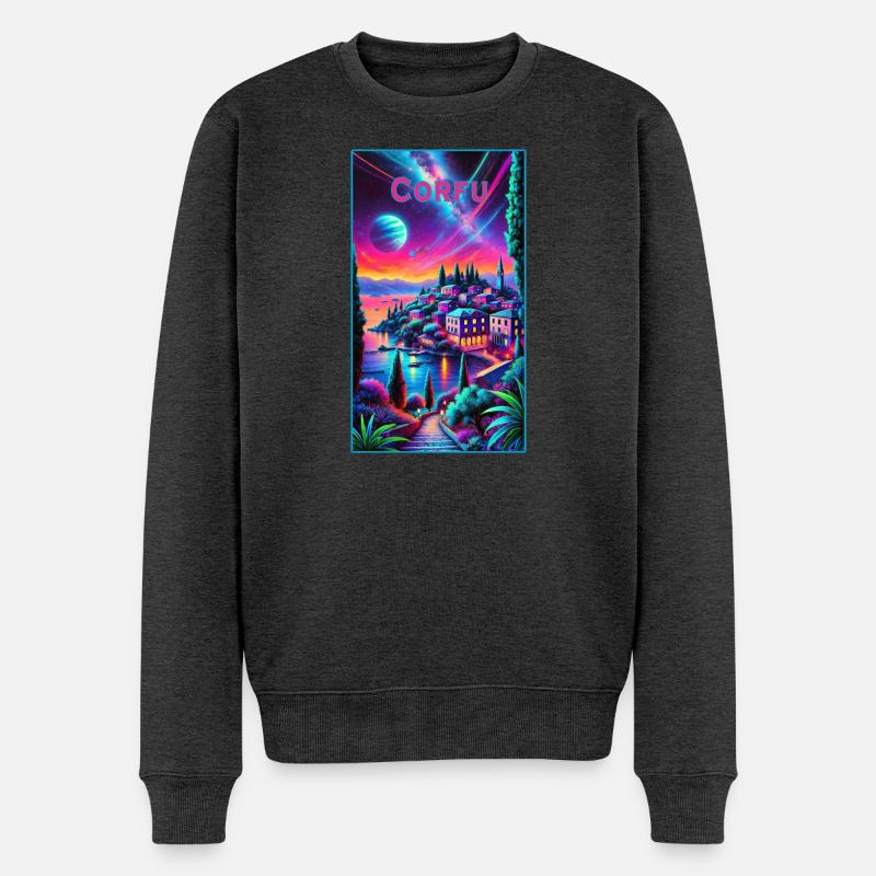 Korfu Griechenland Städte Design - Männer Premium Bio Pullover - Anthrazit meliert