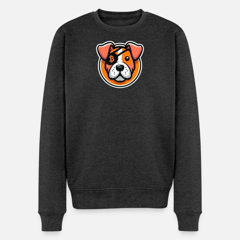 Chien avec cache-œil Bitcoin - Pull Premium bio Homme - anthracite chiné
