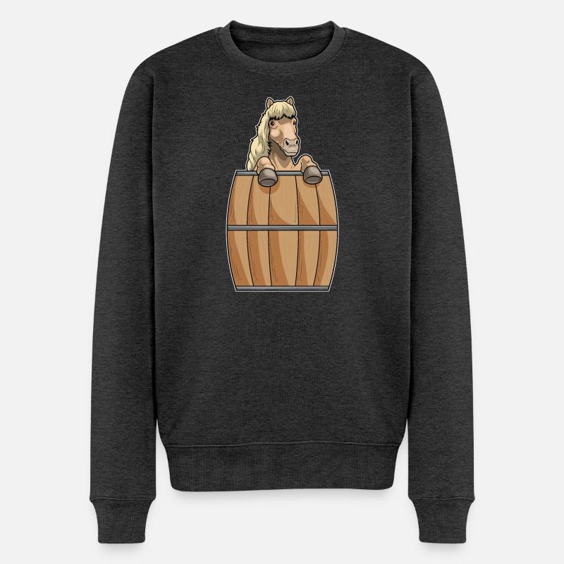 Pferd Fass - Männer Premium Bio Pullover - Anthrazit meliert