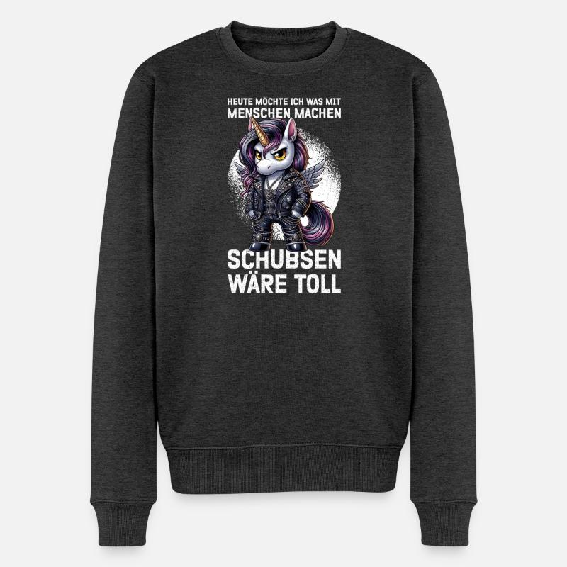 Heute Möchte Ich Was Mit Menschen Machen Schubsen - Männer Premium Bio Pullover - Anthrazit meliert