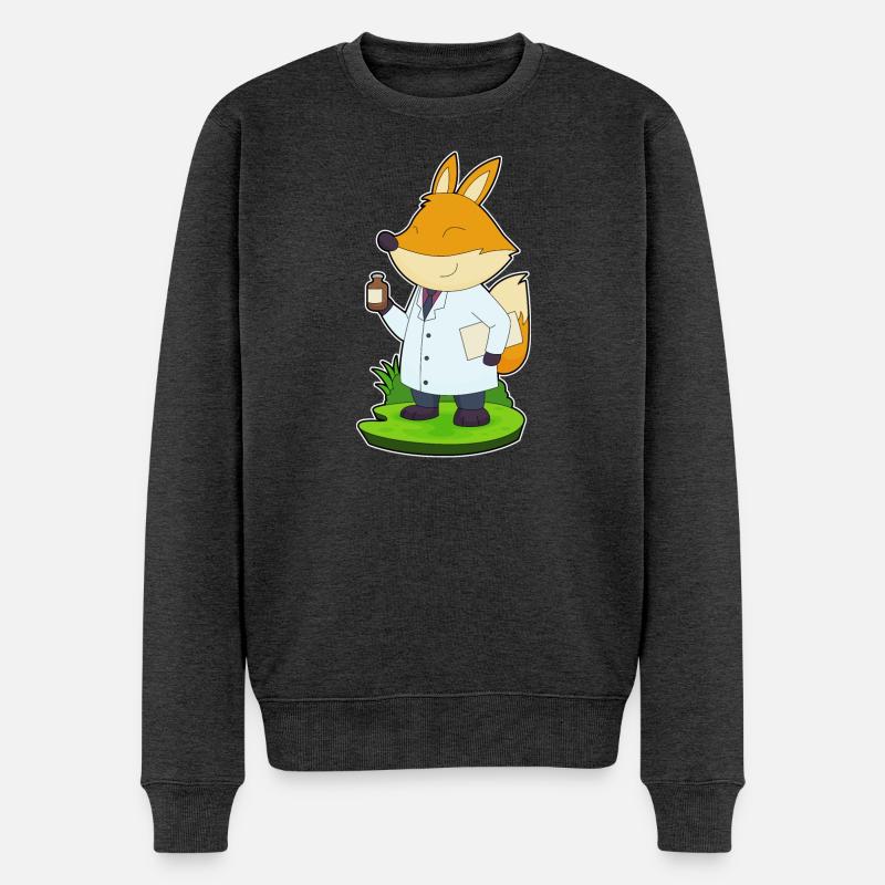Fuchs Arzt Medizin - Männer Premium Bio Pullover - Anthrazit meliert