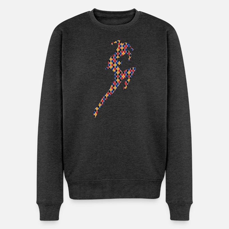 Harlekin - Männer Premium Bio Pullover - Anthrazit meliert