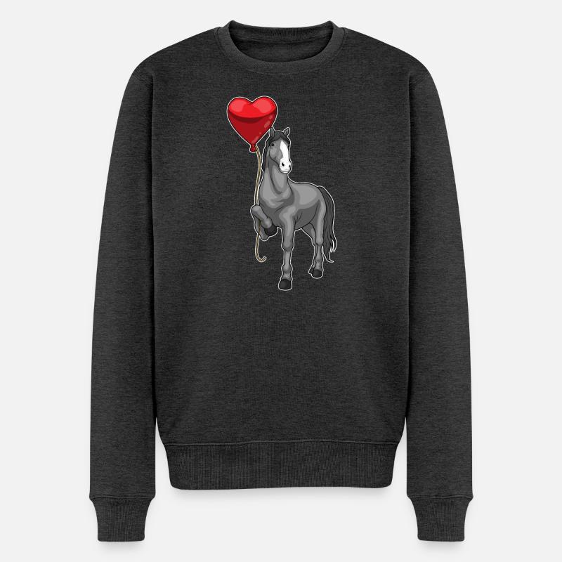 Pferd Luftballon - Männer Premium Bio Pullover - Anthrazit meliert