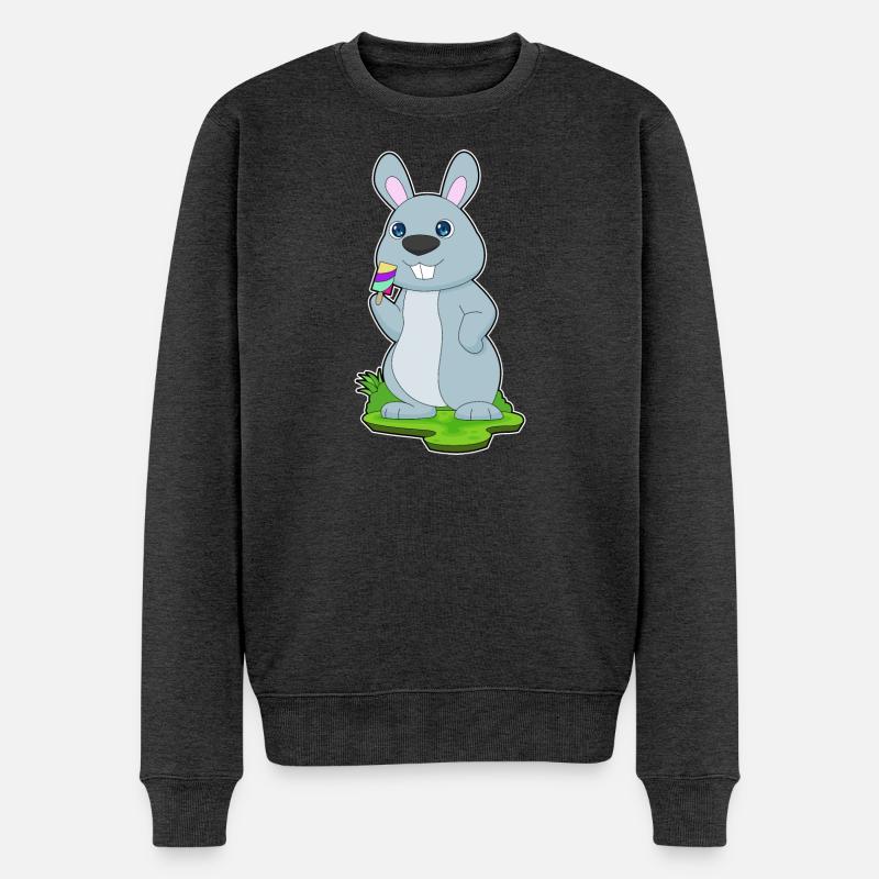 Hase Eis am Stiel - Männer Premium Bio Pullover - Anthrazit meliert