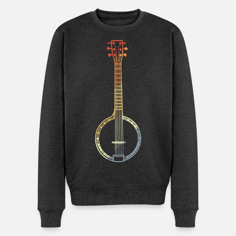 Banjo Skizze 90er Look - Männer Premium Bio Pullover - Anthrazit meliert