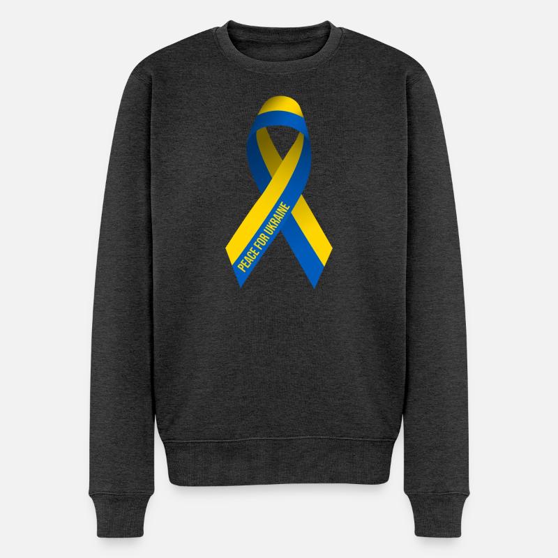 Ukraine Peace Ribbon - Männer Premium Bio Pullover - Anthrazit meliert