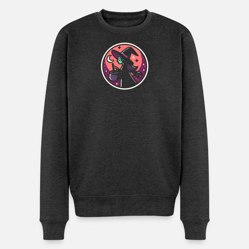 Hexe Comic - Männer Premium Bio Pullover - Anthrazit meliert