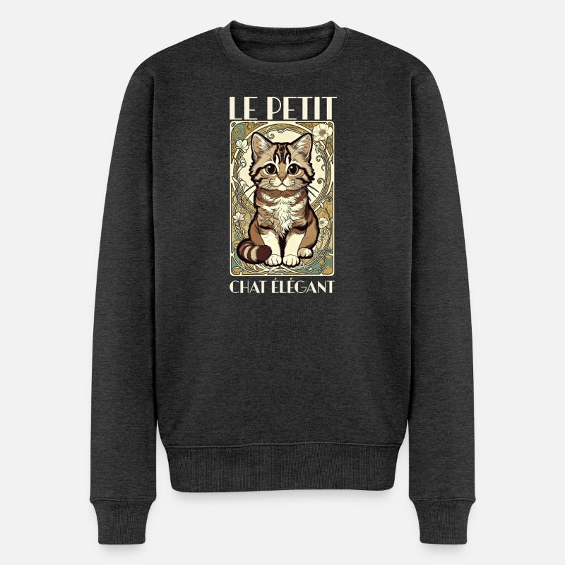 Le Petit Chat Élégant – Jugendstil Katze - Männer Premium Bio Pullover - Anthrazit meliert