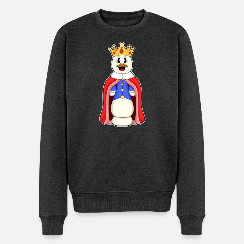 Schachfigur König Schach - Männer Premium Bio Pullover - Anthrazit meliert