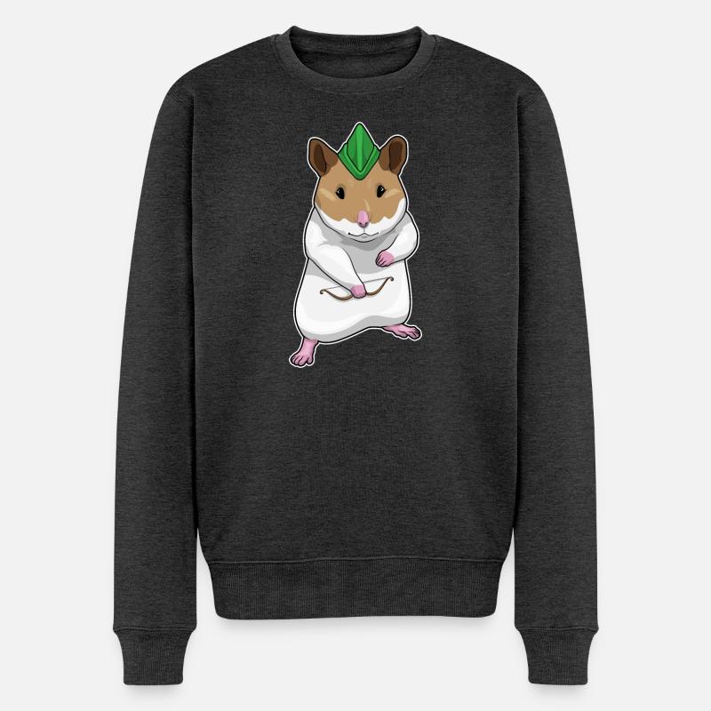 Hamster Bogenschütze Bogen - Männer Premium Bio Pullover - Anthrazit meliert