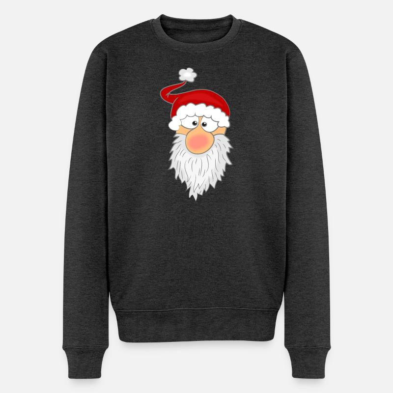 Weihnachtsmann Gesicht - Männer Premium Bio Pullover - Anthrazit meliert