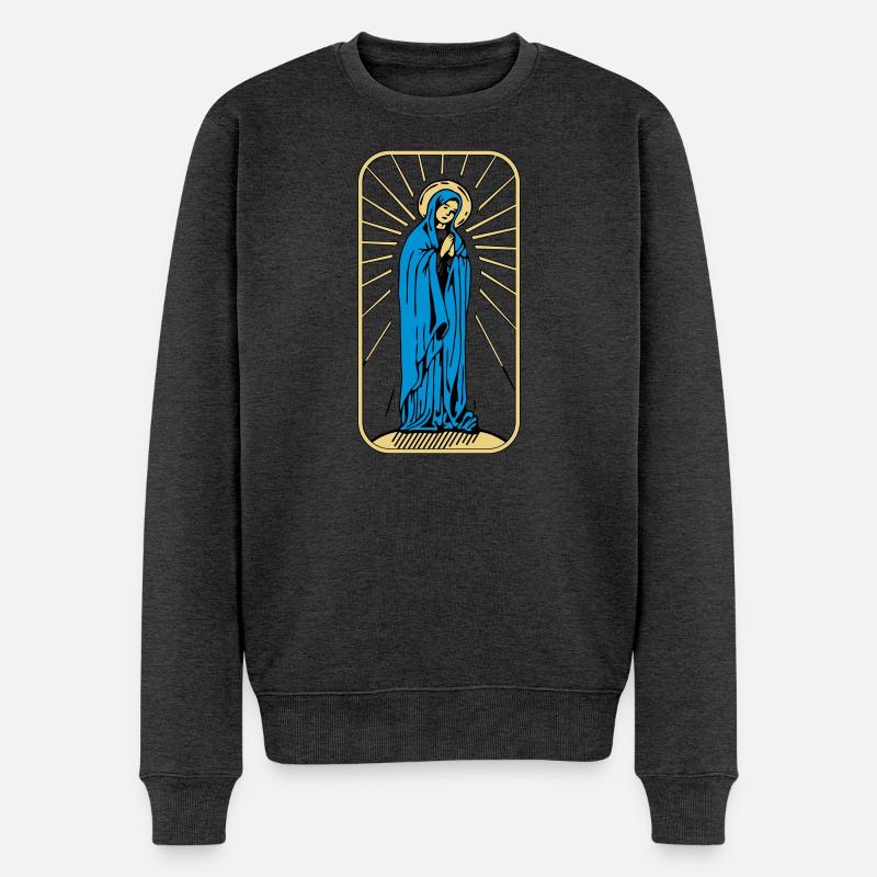 Heilige Maria ohne Hintergrund - Männer Premium Bio Pullover - Anthrazit meliert