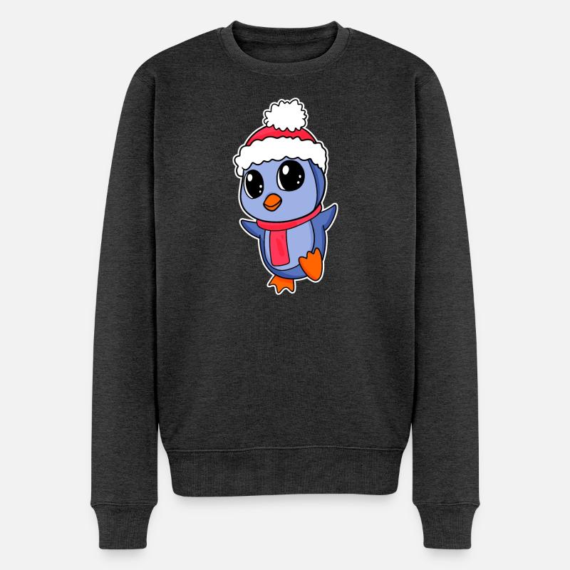 Pingouin Noël - Pull Premium bio Homme - anthracite chiné