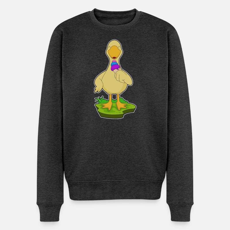 Ente Waffeleis - Männer Premium Bio Pullover - Anthrazit meliert