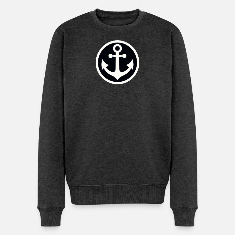 Ancre dans un cercle - Pull Premium bio Homme - anthracite chiné