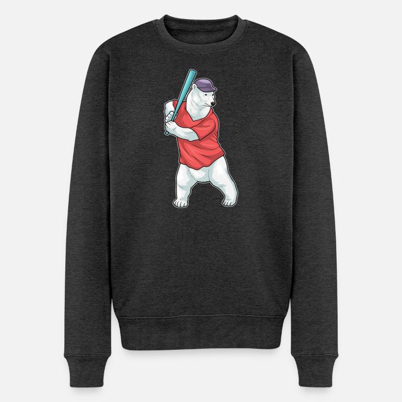 Eisbär Baseball Baseballschläger - Männer Premium Bio Pullover - Anthrazit meliert