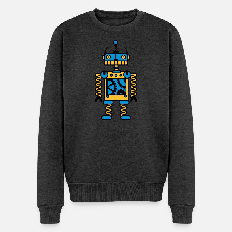 Ein Roboter mit Zahnräder - Männer Premium Bio Pullover - Anthrazit meliert