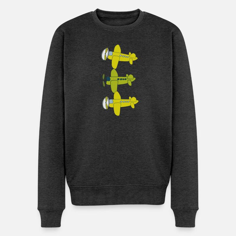 flugzeug 3fach - Männer Premium Bio Pullover - Anthrazit meliert