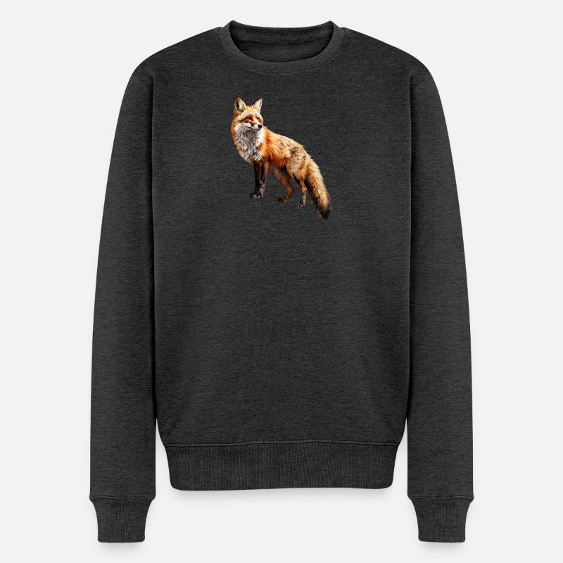 Roter Fuchs – Wildtier Alpen Design - Männer Premium Bio Pullover - Anthrazit meliert