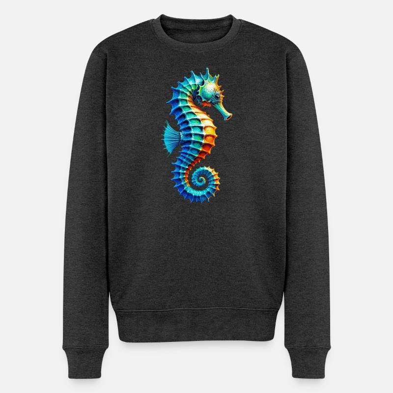 Seepferdchen - Männer Premium Bio Pullover - Anthrazit meliert