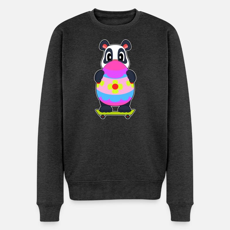 Panda Ostern Skateboard - Männer Premium Bio Pullover - Anthrazit meliert