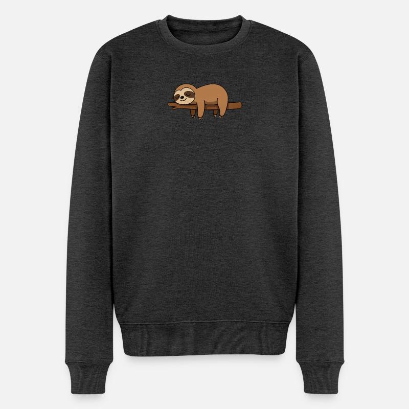 Schlafendes Faultier auf Ast - Männer Premium Bio Pullover - Anthrazit meliert