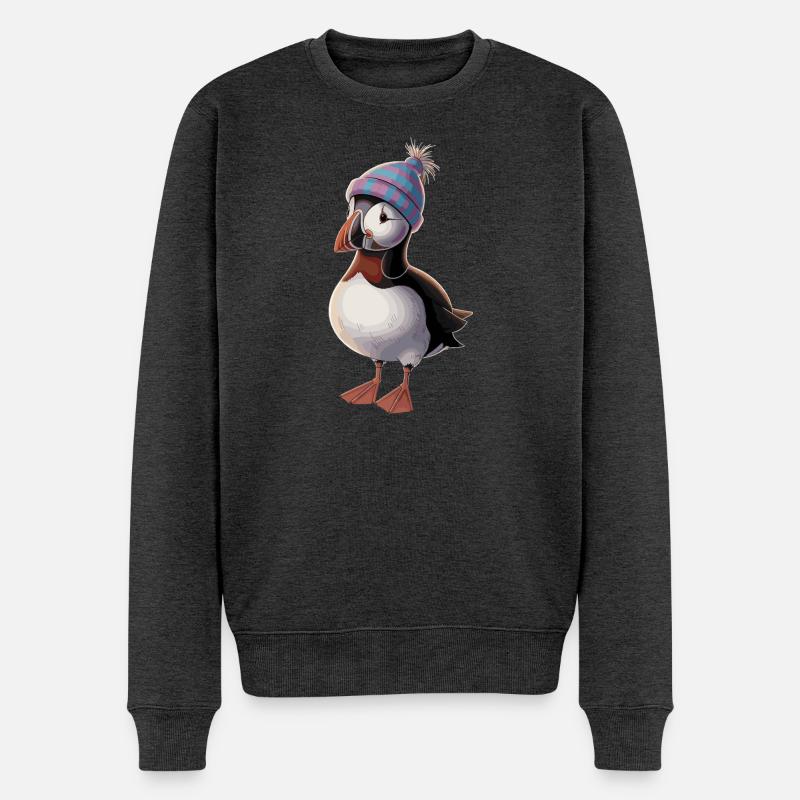 Schöner Papageientaucher Mit Mütze - Männer Premium Bio Pullover - Anthrazit meliert