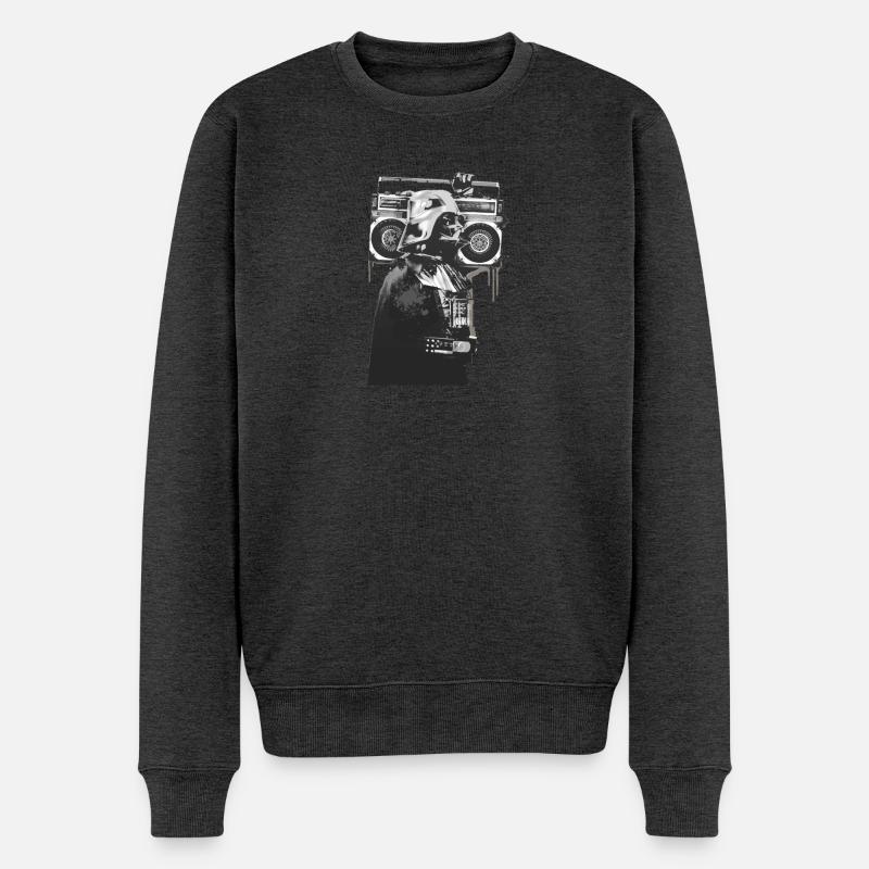 Boombox Helm Collage - Männer Premium Bio Pullover - Anthrazit meliert