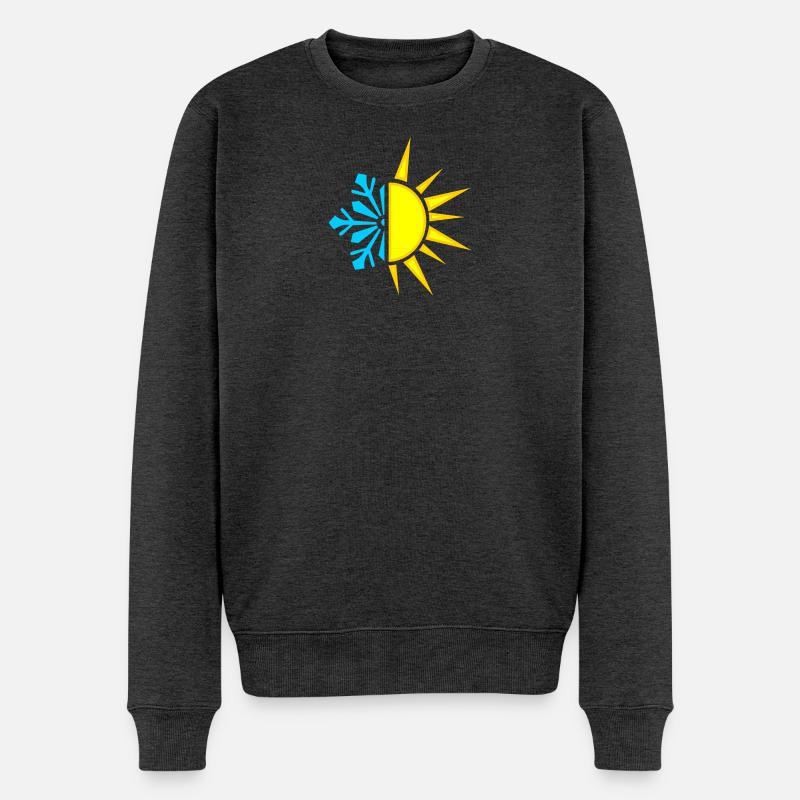 Logo d’isolation froid chaleur neige soleil - Pull Premium bio Homme - anthracite chiné