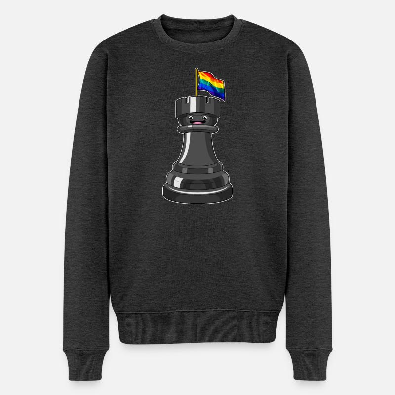 Schachfigur Turm Schach - Männer Premium Bio Pullover - Anthrazit meliert