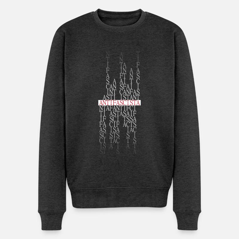 Antifascista Typo Collage rot/gradient - Männer Premium Bio Pullover - Anthrazit meliert