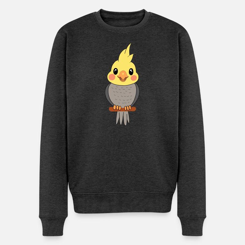 Nymphensittich - Männer Premium Bio Pullover - Anthrazit meliert