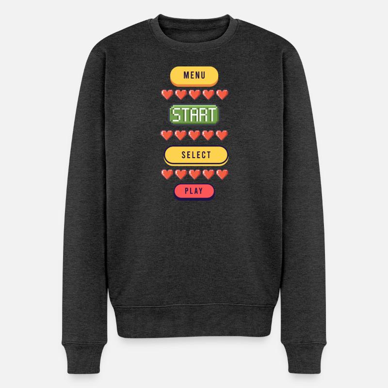 Menu Start Select Play - Gaming T-Shirt - Männer Premium Bio Pullover - Anthrazit meliert