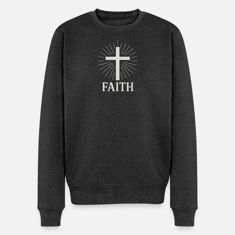 Glaube T-Shirt - Männer Premium Bio Pullover - Anthrazit meliert