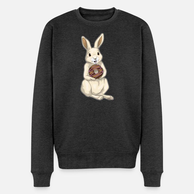 Hase Donut - Männer Premium Bio Pullover - Anthrazit meliert