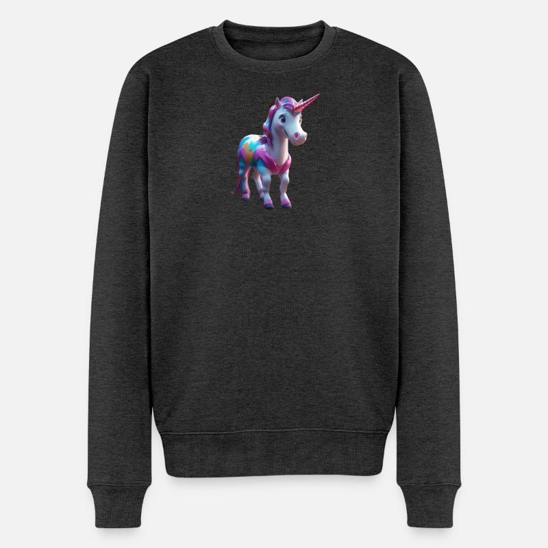 Einhorn - Männer Premium Bio Pullover - Anthrazit meliert