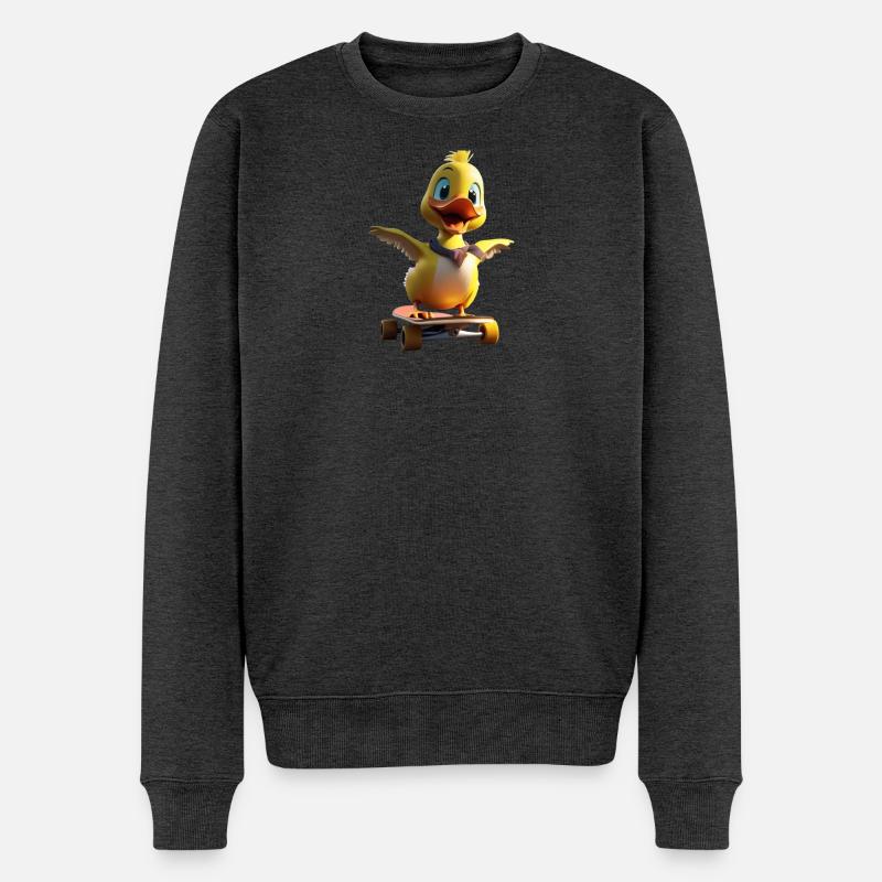 Skating Duck - Männer Premium Bio Pullover - Anthrazit meliert