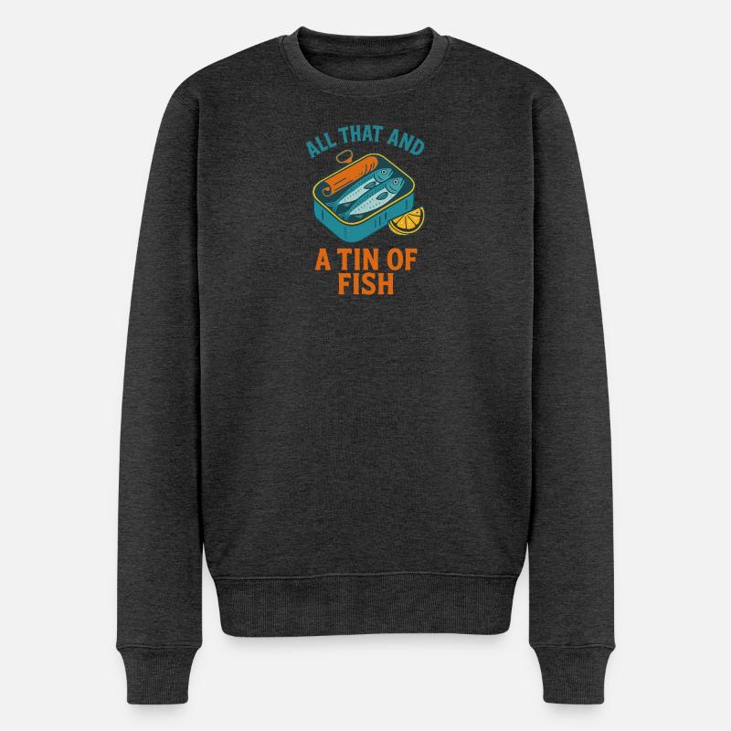 Retro Sardine Slice – Summer Pop - Männer Premium Bio Pullover - Anthrazit meliert